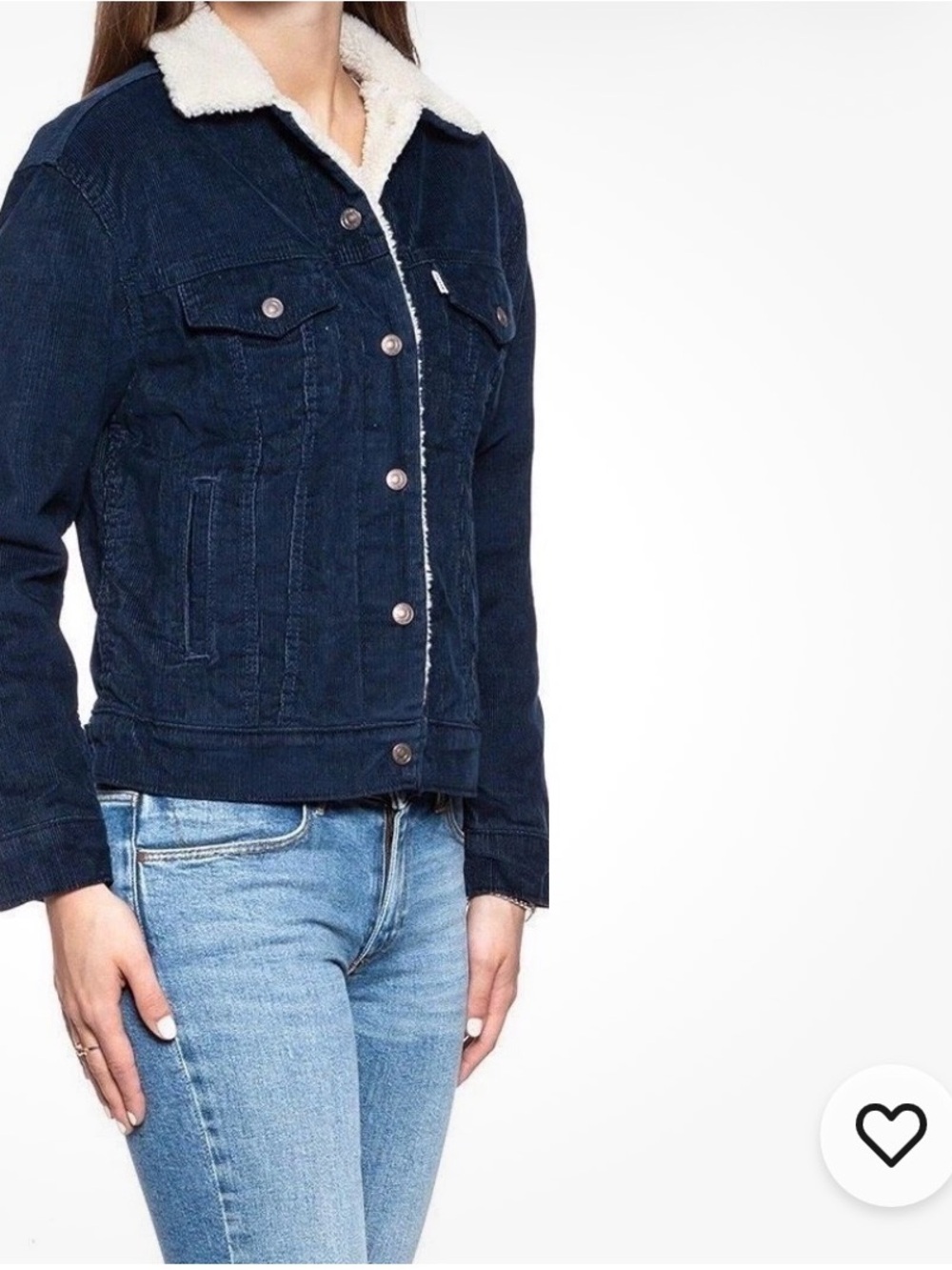 Levi's Sherpa Lined Corduroy Utility Trucker Jacket Navy Unisex - Size S
